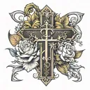 cross and be strong and courageous   tattoo design idea