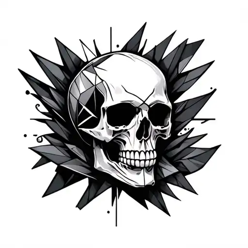 skull hand tattoo with geometric pattern tattoo design idea