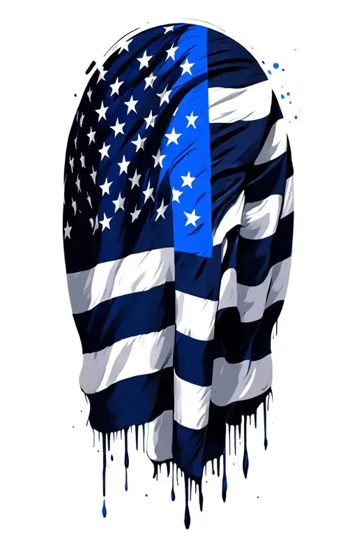 thin blue line flag waving tattoo design idea