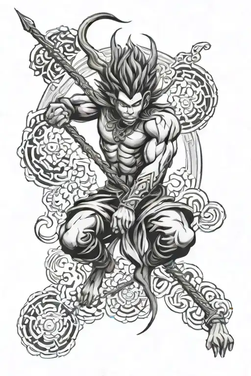 sun wukong full body tattoo design idea