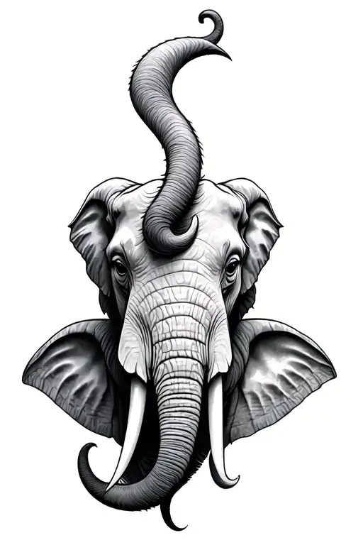 three headed elephant head tattoo design idea