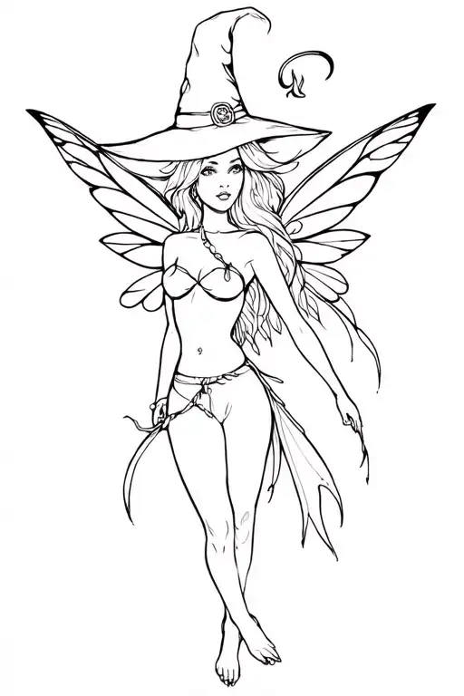 rave fairy witch girl sexy tattoo design idea