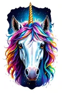 magical unicorn head tattoo design idea