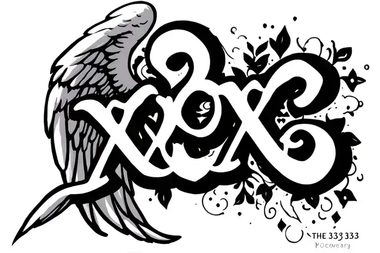 xoxo and the angel numbers 333 tattoo design idea