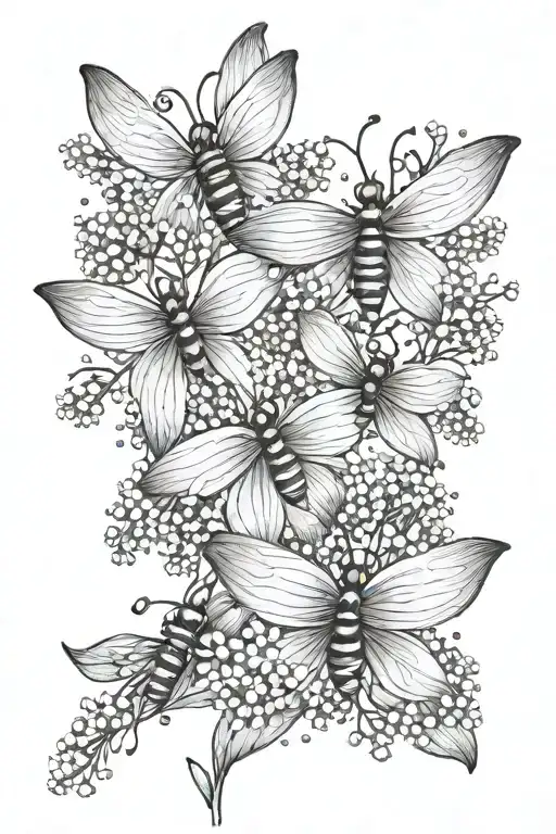 firefly mom with 2 babies breath tattoo design idea