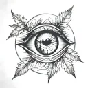 Observer’s Eye with a Scene Inside:  An eye symbol with a nature scene (like mountains, a sunset, or a quiet lake) tattoo design idea
