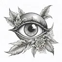 Observer’s Eye with a Scene Inside:  An eye symbol with a nature scene (like mountains, a sunset, or a quiet lake) tattoo design idea