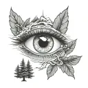 Observer’s Eye with a Scene Inside:  An eye symbol with a nature scene (like mountains, a sunset, or a quiet lake) tattoo design idea