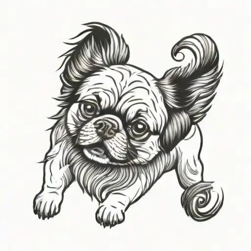 tibetan spaniel dog tattoo design idea