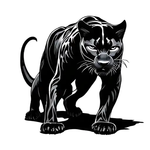all black panther tattoo design idea