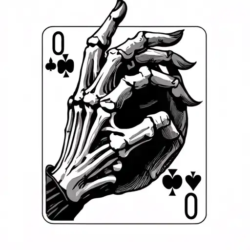 skeleton hand tattoo with joker card tattoo design idea