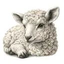 delicate lamb laying tattoo design idea