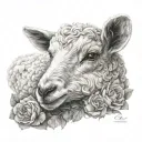 delicate lamb laying tattoo design idea
