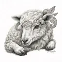 delicate lamb laying tattoo design idea