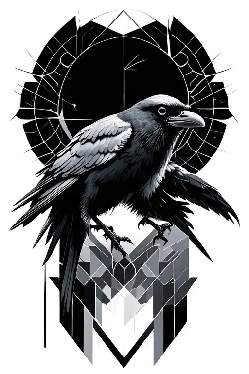 sacred geometry geometric abstract  tattoo, it includes a raven tattoo design idea
