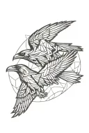 ravens flying with abstract elements  tattoo design idea