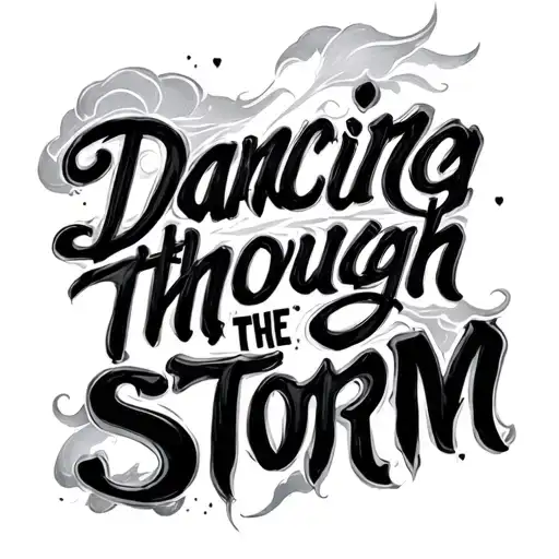 words "Dancing though the storm" tattoo design idea
