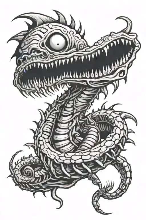 beetlejuice sandworm emerging tattoo design idea