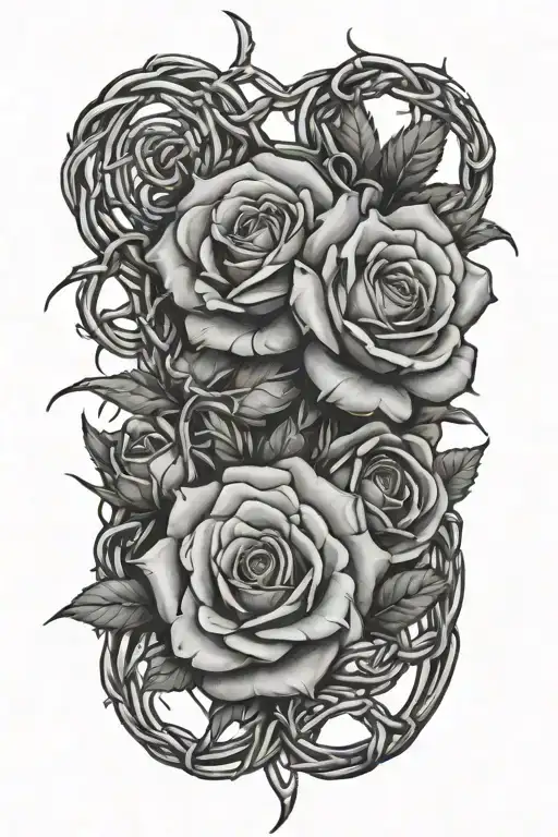 Barbed wire roses, darkness tattoo design idea