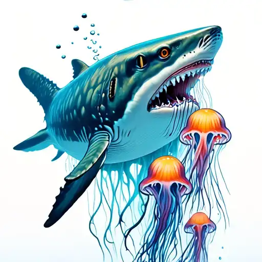 Whale Shark with jellyfish tattoo design idea