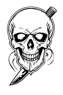 skull and knife tattoo design idea