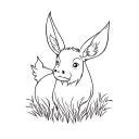 Eevee and highland cow tattoo design idea