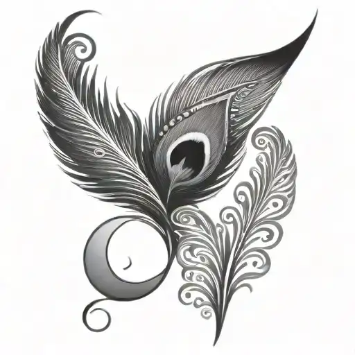 peacock feather with infinity symbol tattoo design idea