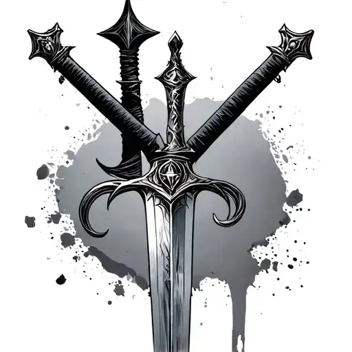 Cruz, sword, silhouettes tattoo design idea