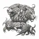 Leo and panther and eagle tattoo design idea