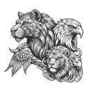 Leo and panther and eagle tattoo design idea
