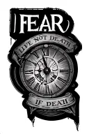 fear life not death sand clock Latin words tattoo design idea