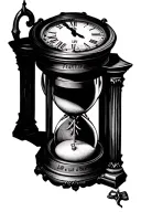 fear life not death sand clock Latin words tattoo design idea