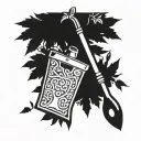 tree shovel pruner tattoo design idea