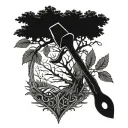 tree shovel pruner tattoo design idea