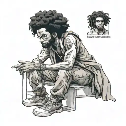 older huey freeman with long dreadlocks tattoo design idea
