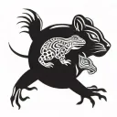 frog and cat and duck tattoo design idea