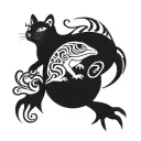 frog and cat and duck tattoo design idea