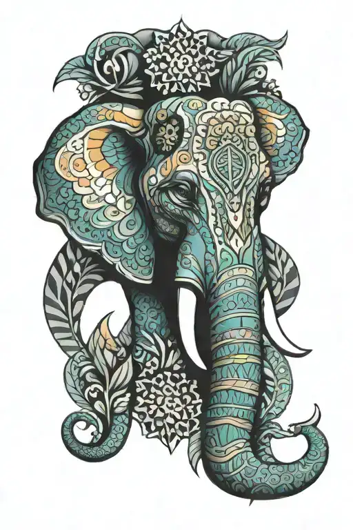 elephant head geo patern inspired by sandevistan simple tattoo design idea