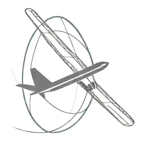 A masculine continuous line design forming an airplane, trailing into an abstract path. expandable tattoo design idea