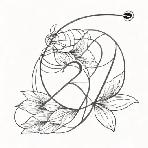 the number 5 and a fan brush tattoo design idea