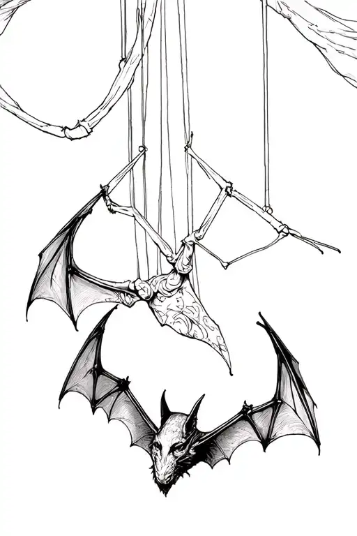 bat hanging upside tattoo design idea