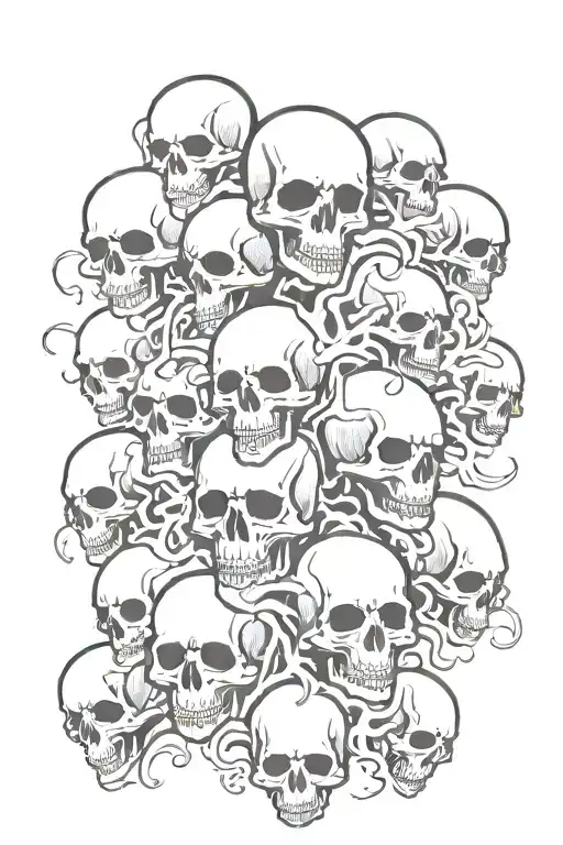 multiple floating ghost skull   tattoo design idea