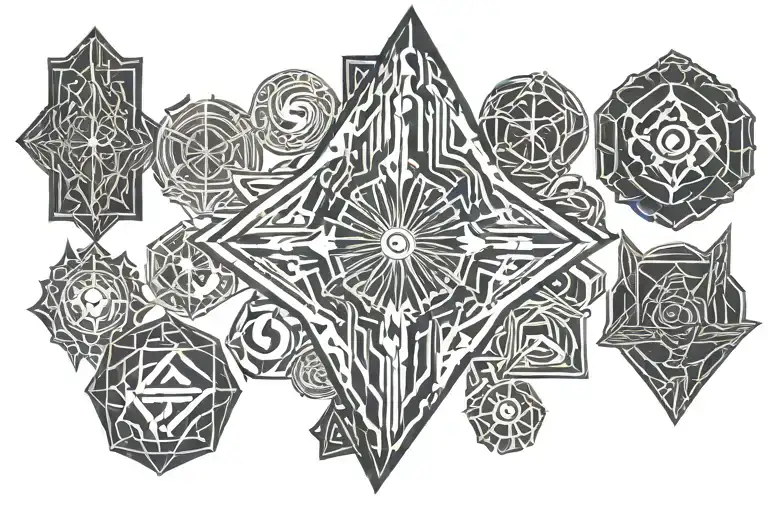 abjuration magic runes engraved arcane symbols tattoo design idea