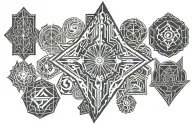 abjuration magic runes engraved arcane symbols tattoo design idea