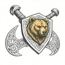-       bear in shield with strength Nordic rune tattoo design idea