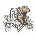 -       bear in shield with strength Nordic rune tattoo design idea
