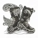 Adventure motorcycle sailing boot skiing tattoo design idea