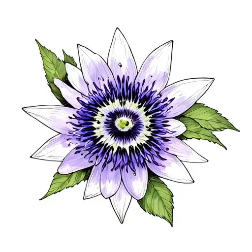 purple passionflower tattoo design idea