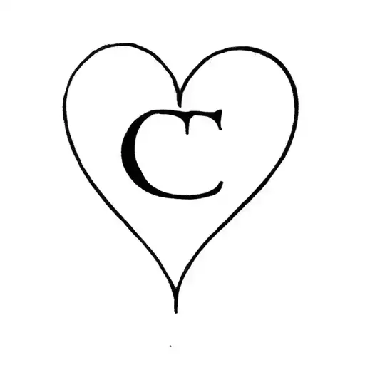heart shape outline incorporating letter C tattoo design idea