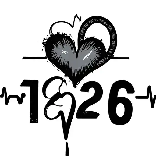 "126" heartbeat line with embedded with time stamp 12;00 tattoo design idea